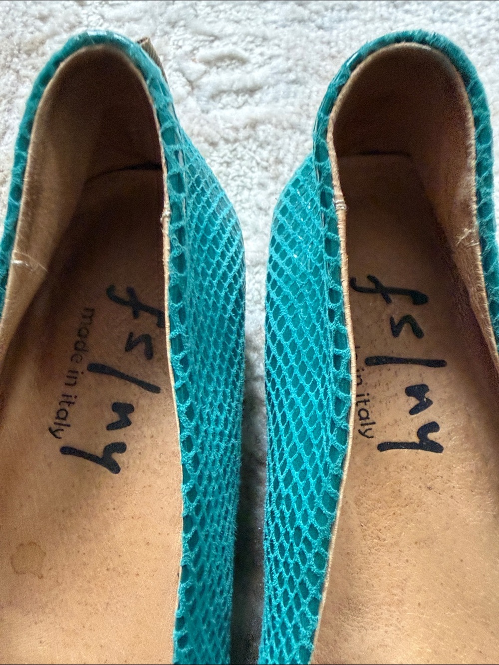fs/ny Teal Snake-Textured Women's Ballet Flats - Picture 7 of 7